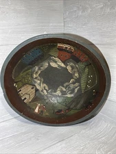 Primitive Signed 1945 Munising hand painted wooden Amish Folk Art bowl