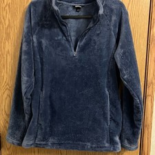 Eddie Bauer Women's Large 3/4 zip up long sleeve fleece pullover Blue