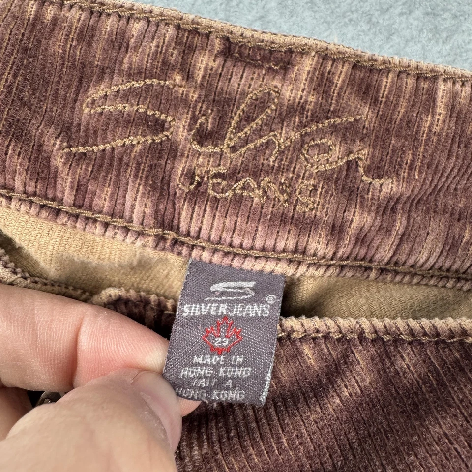 Pantalones de mezclilla plateados Tuesday para mujer 29x33 marrón pana corte boot tiro bajo Foto 3 de 4