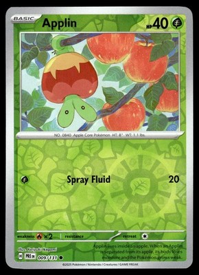 Applin 009/131 Common Prismatic Evolutions Pokemon Reverse Holo Near Mint