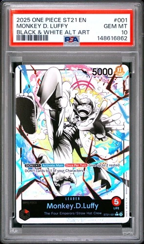 2025 ONE PIECE STARTER DECK ST21-EX GEAR 5 ALT ART #001 MONKEY D. LUFFY PSA 10