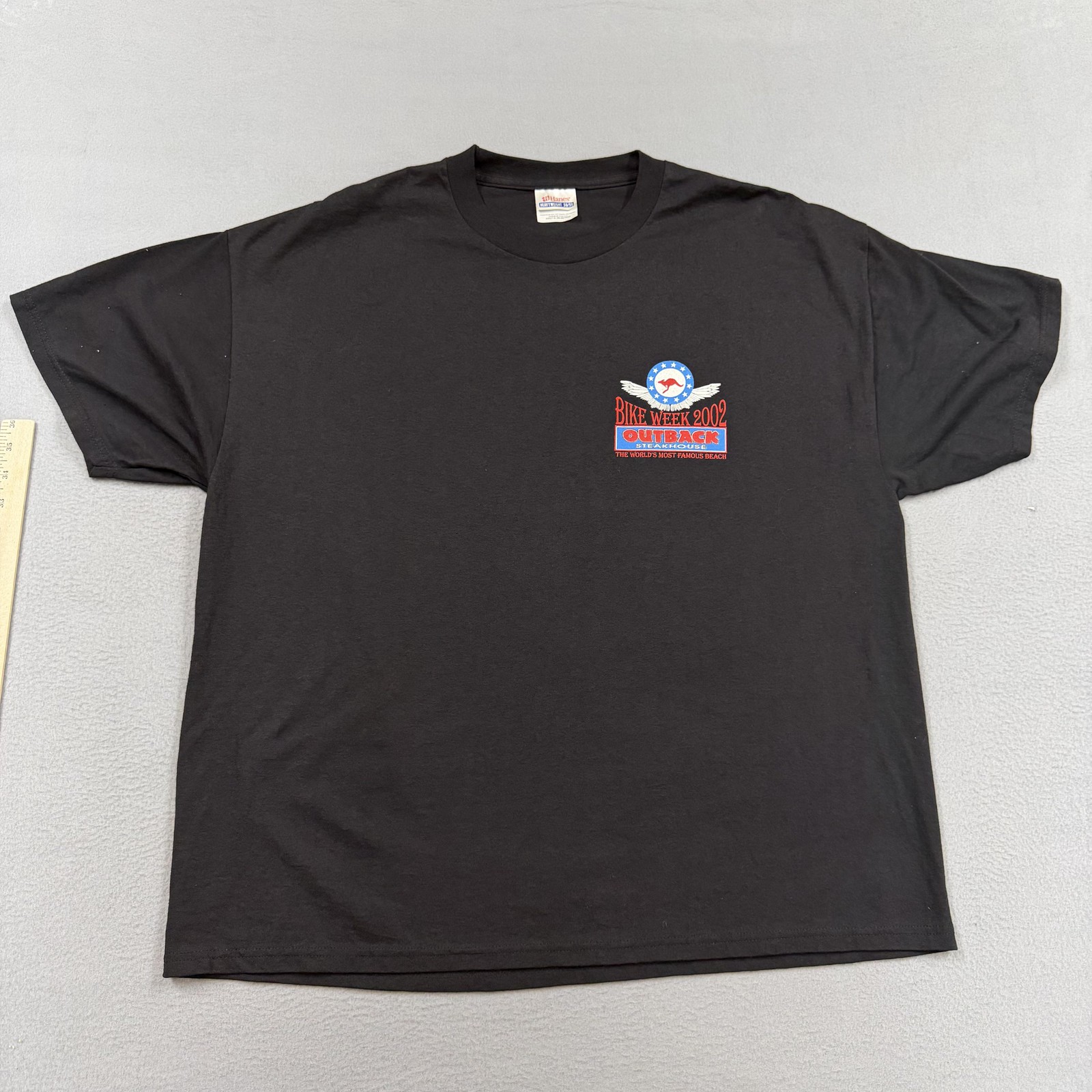 Vintage Outback Steakhouse Bike Week Shirt Mens XL Black Daytona 2002 Biker Tee