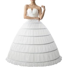 dgdgcool Women Petticoat Crinoline 6 Hoop Skirt Petticoats One Size, White