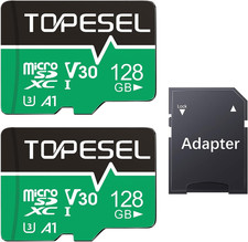 2 Tarjetas Micro SD 128GB UHS I U3 A1 V30 4K Alta Velocidad con Adaptador Camara