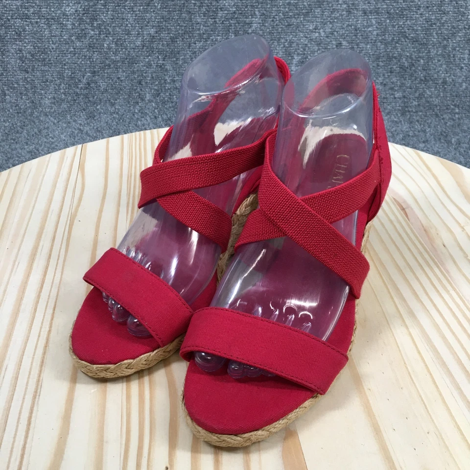 Босоножки женские CHAPS 8 B Dacey с ремешком эспадрилья на танкетке красные тканевые повседневные - Изображение 3 из 4