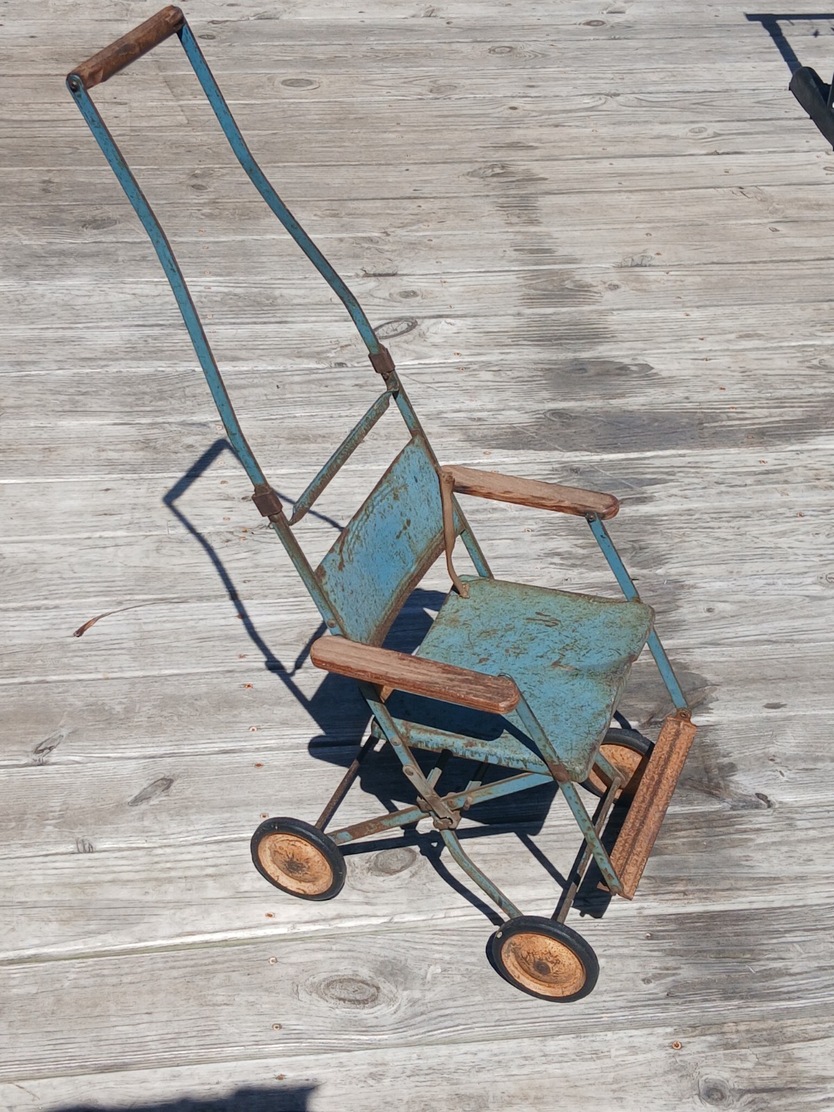 Antique 1960s Childs Wheelchair-Stroller, Rare Steel 3-Position, Made In England