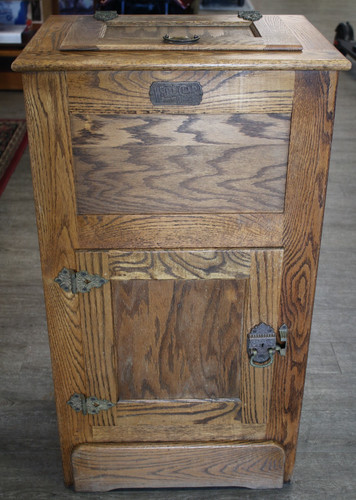 Vintage White Clad Ice Box Cabinet Solid Oak