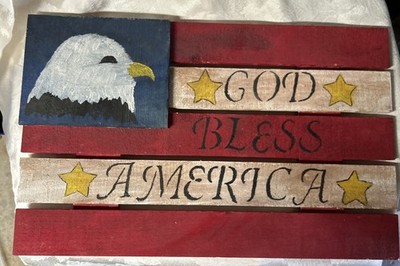 Hand Painted Patriotic Plaque