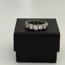 Vintage 925 Sterling Silver Clear CZ Five Stone Ladies Band Ring Size 8