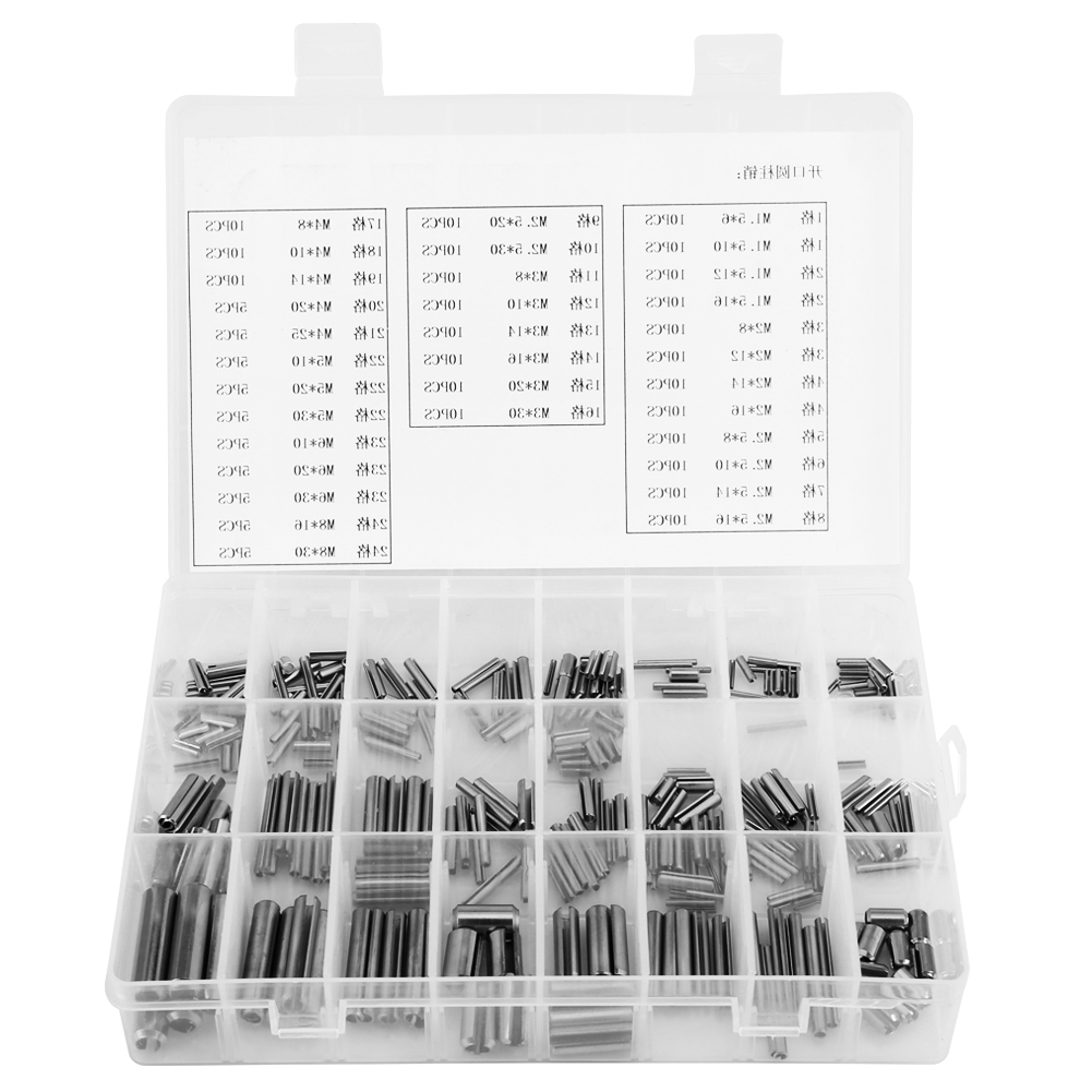 280Pcs Stainless Steel Spring Tension Pins Set M1.5 M2 M2.5 M3 M4 M5 M6 M8 With