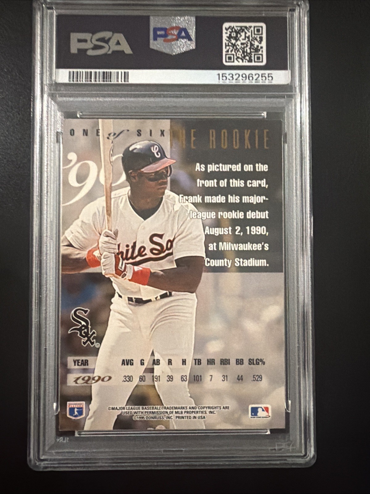 1995 Leaf Thomas Season One #1 Frank Thomas White Sox  PSA 7 view 2
