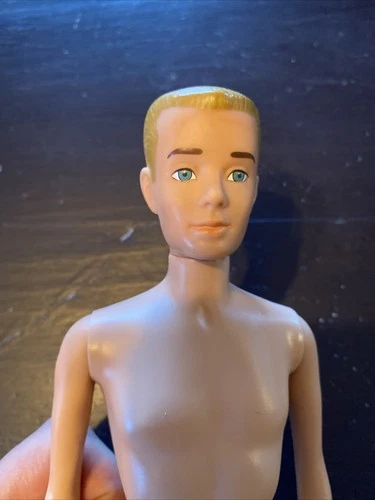 Vtg Ken Doll Blonde Molded Hair Blue Eyes Straight Legs Mattel 1960 Japan Foot