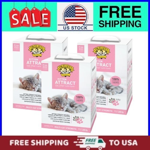 (3 pack) Dr. Elsey's The Precious Kitten Cat Attractant Cat Litter, 20 lb/Box