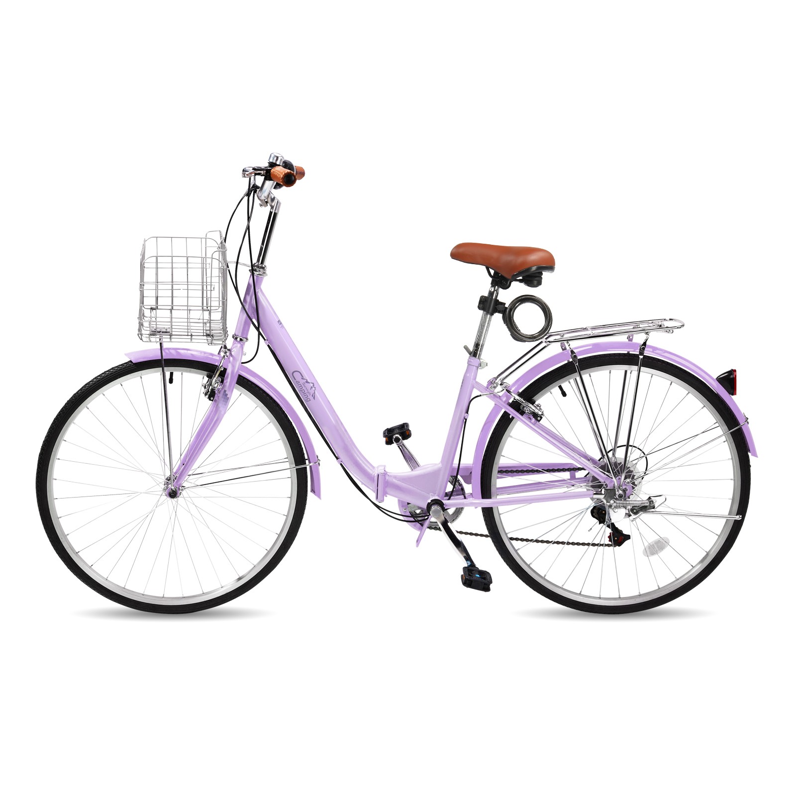 26 Inch Foldable Bike Folding Bicycle,7 Speed Adjustable Seat Cruiser Bicycle