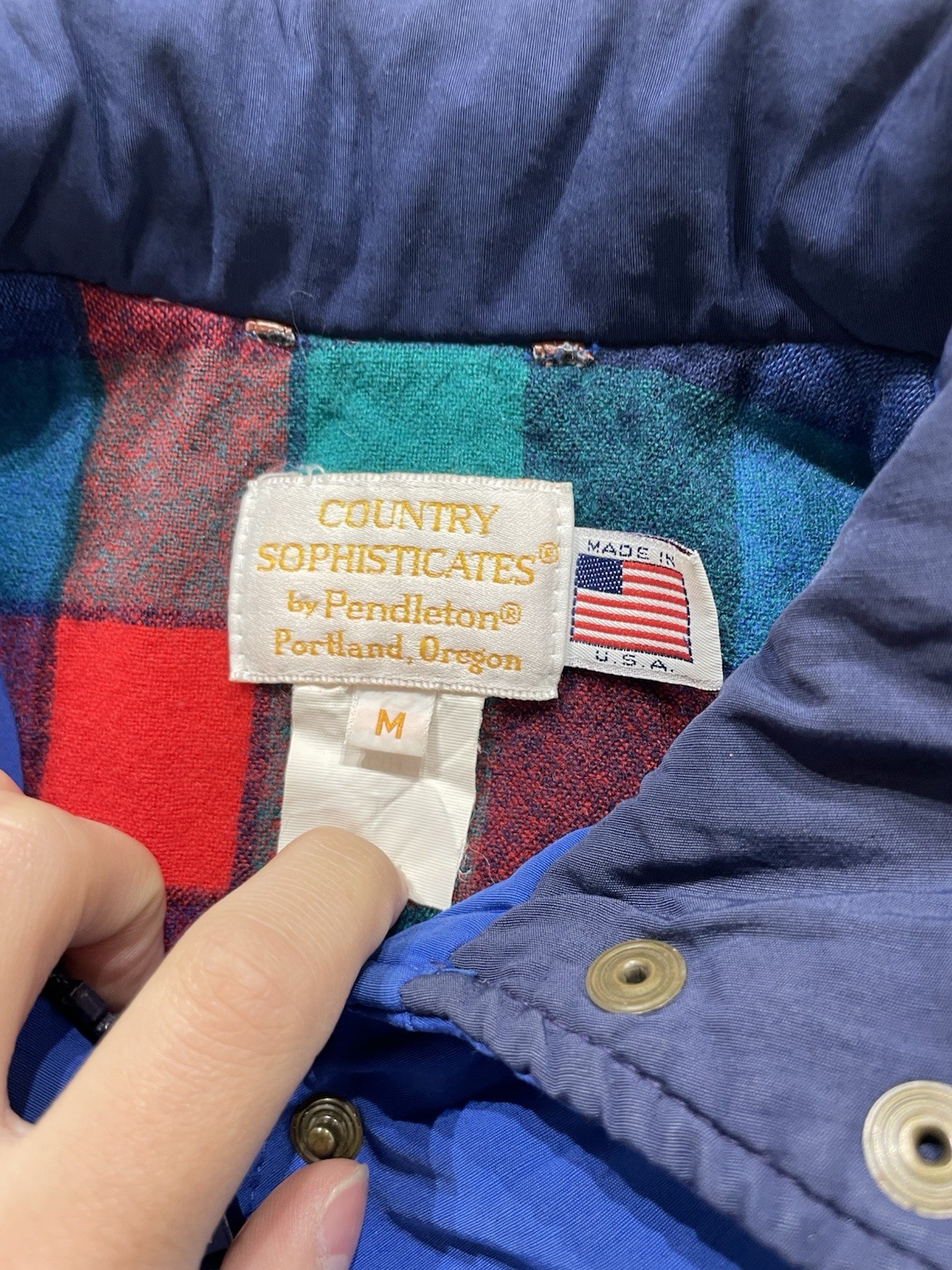 1980s Pendleton Jacket Blue Button Up Flannel Lin… - image 3