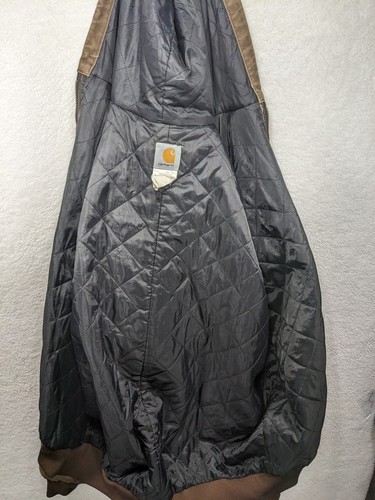 Vtg Distressed Carhartt Hooded Chore Jacket J06 CHT Mens XXL Tall Grunge USA 90s - Picture 7 of 12