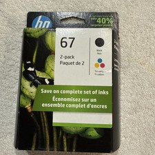 Genuine HP 67 Black and Tri-Color Ink Cartridges April 2023 NEW IN BOX