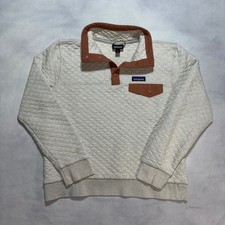 Patagonia Organic Cotton Quilt Snap-T Pullover White Birch Womens Medium Flaw