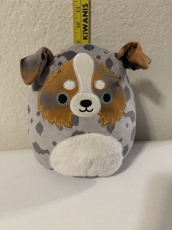 Original Squishmallows Shepherd Dog, Kellytoy, Gray, 9” Used Good Condition