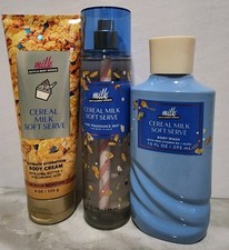Bath  Body Works Milk Bar CEREAL MILK SOFT SERVE Body Wash Cream Mist 3x Lot