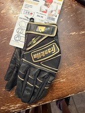 Franklin Powerstrap Gold Batting Gloves Black Gold Leather Adult Medium Baseball