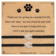 2 Pcs Dog Memorial Bracelets Gifts for Loss of Dog Sympathy Gift, Paw Print F...