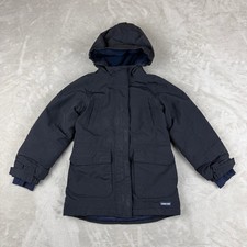 Lands End Parka Coat Kids M 5-6 Black Winter Jacket Quilted Lined Grow-A-Longs