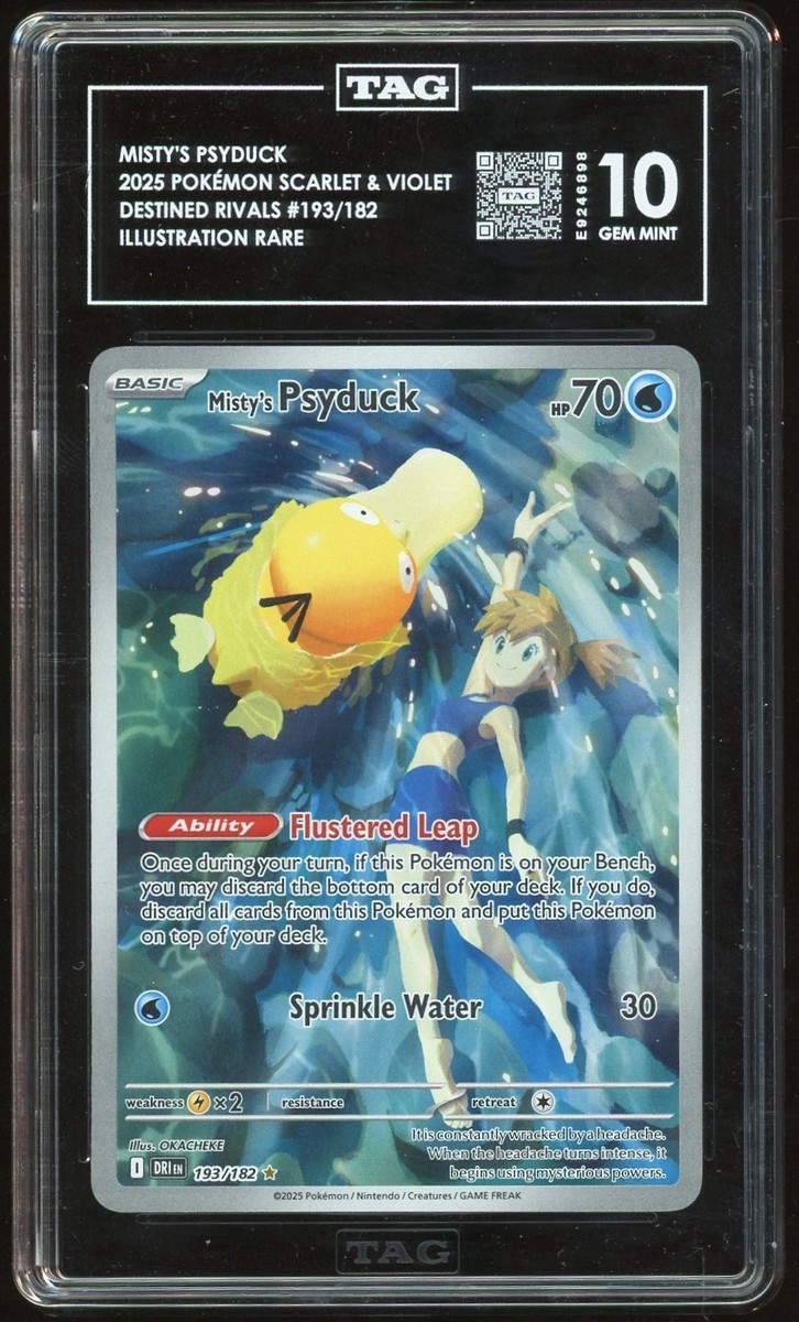 2025 Pokemon Destined Rivals Mistys Psyduck #193/182 GM TAG 10