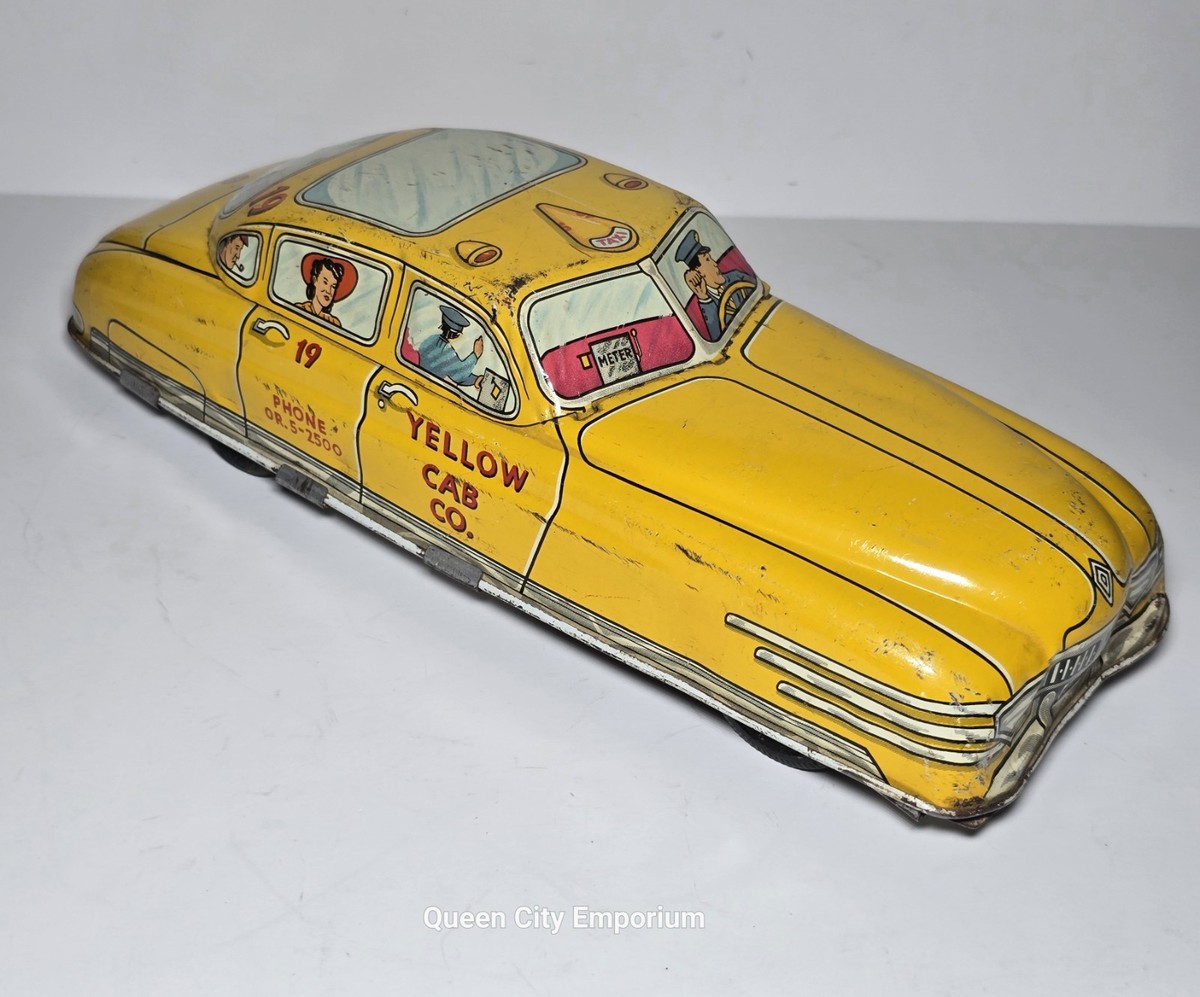 Vintage Marx Toys 1950s Yellow Cab Co Taxi Tin Litho Wind Up