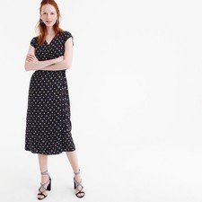 J. Crew Mercantile Women’s Daisy Black Blue Easy Wrap Midi Day Dress Size XS