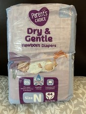 Parent  s Choice Dry  Gentle Newborn Diapers Size Newborn, 44 Count, Natural