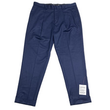 ASOS Mens 36x26 Blue Slacks Dress Trousers Cuffed Pants Polyester Stretch Hemmed