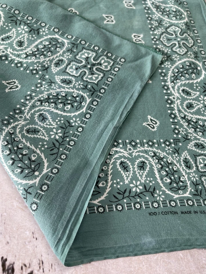 Bandana vintage años 80 hecha a mano con Pride Wamcraft hecha en EE. UU. RN 14193 verde azulado Foto 2 de 4