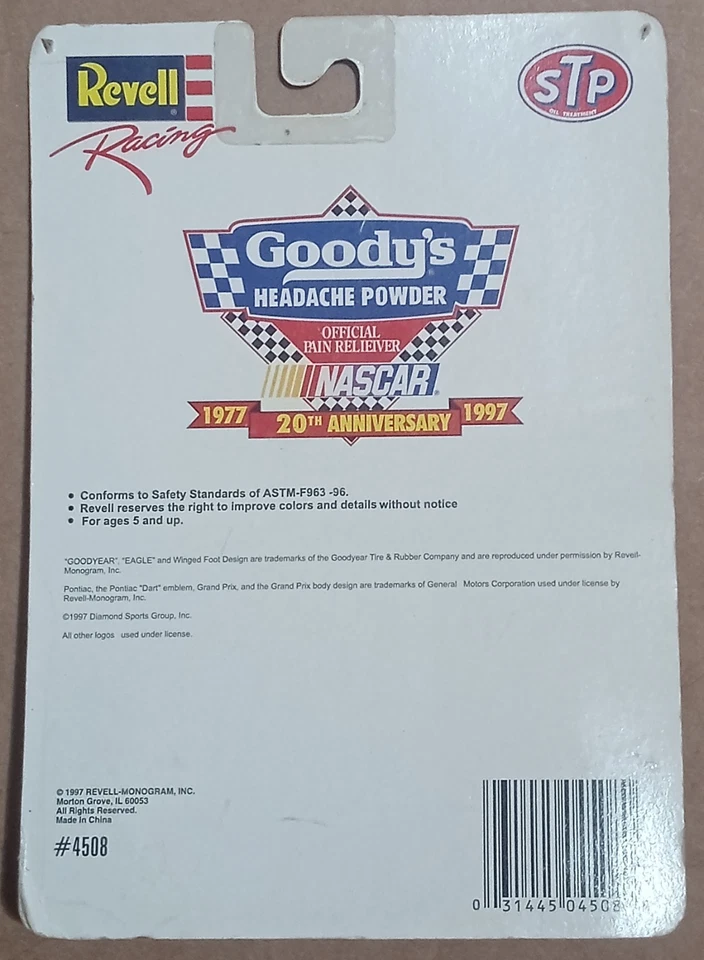 Coche Revell Racing Bobby Hamilton 43 STP Goodys 20 aniversario 1:64 diecast-nuevo en caja Foto 2 de 2