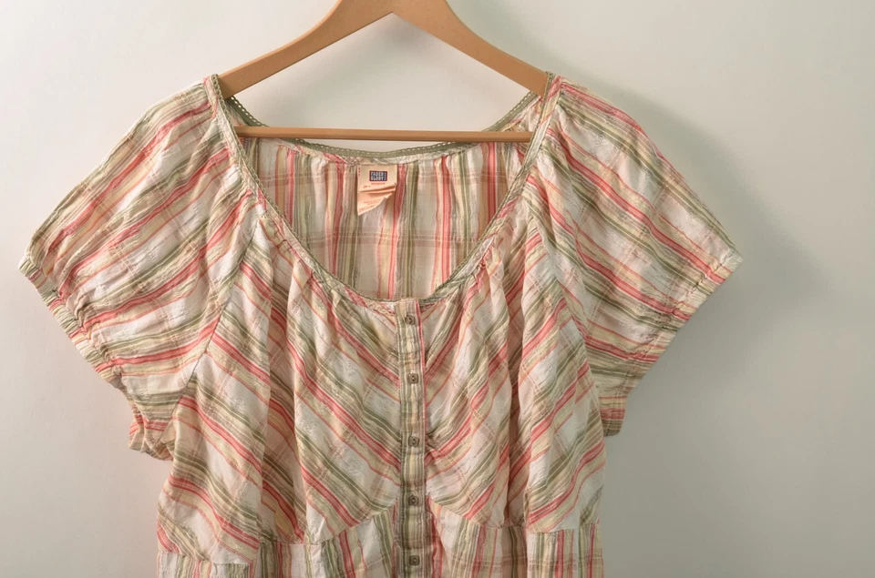 Camisa feminina Faded Glory com botões 22/24W 3X xadrez stretch de algodão - Imagem 3 de 4