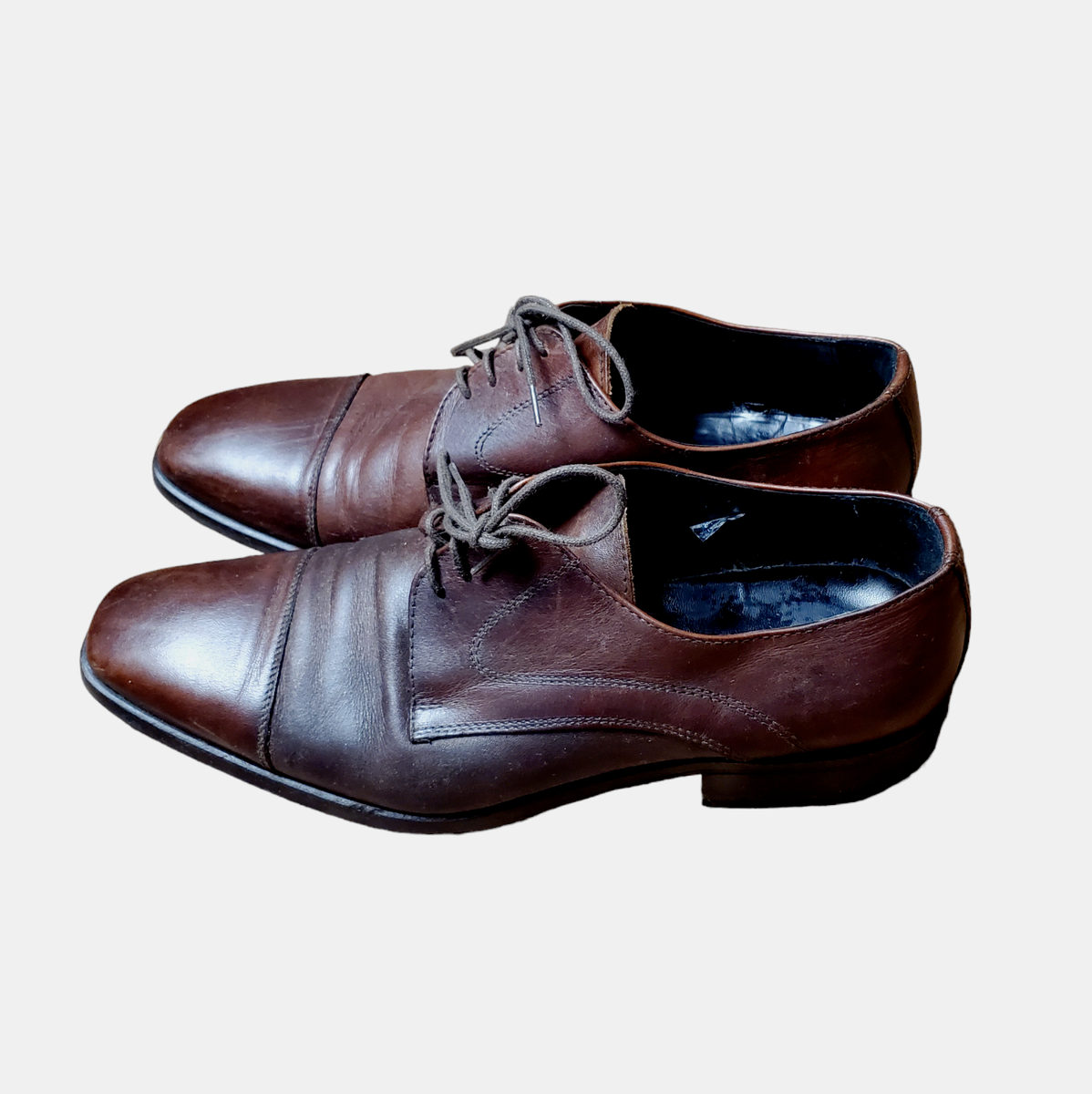 Dasthon Mens Brown Leather Square Toe Oxford Dress Shoes Size US 10 EU 43