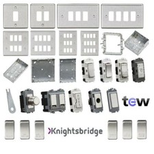 Knightsbridge Brushed Chrome Round Edge Grid Plates & Switches