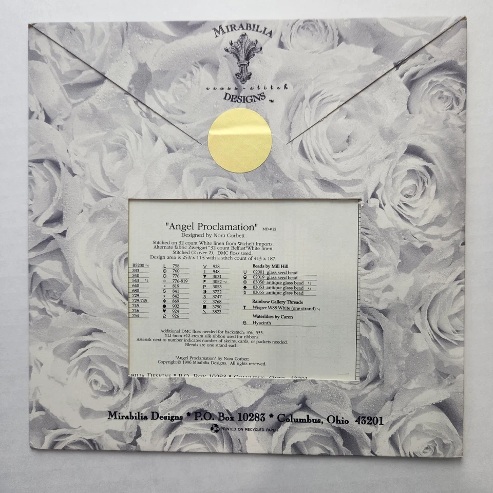 Mirabilia Cross Stitch Pattern Angel Proclamation 1996 MD25 NEW Sealed OOP - Image 4 of 4