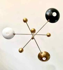 3 Light Pendant Mid Century Modern Raw Brass Sputnik chandelier light Fixture