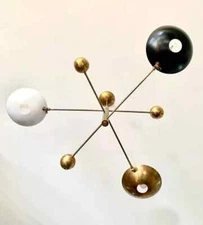 3 Light Pendant Mid Century Modern Raw Brass Sputnik chandelier light Fixture