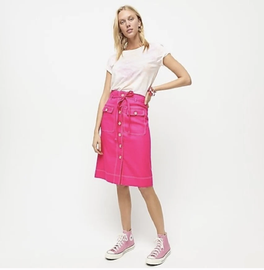 Belt button up skirt cheap
