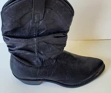 Nonbrand Black Leather Slouch Cowboy Boots Womens Size 6M Style DJ17310