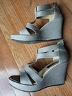 Nisolo Size 37 US 6.5 Grey Platform Wedge Heel Ankle Strap Leather Sandals Shoes — photo 7