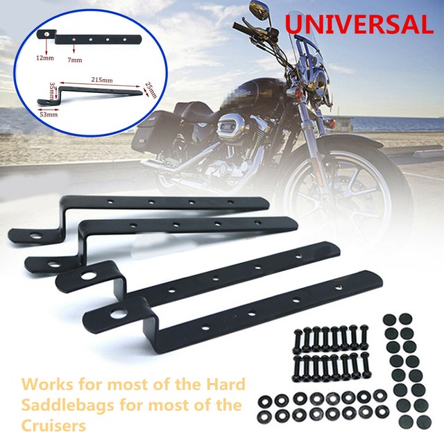 Adjustable Iron Heavy Duty Motorcycle Hard Saddle Bag Mounting Set Kit