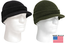 100 Wool Radar Watch Cap with Brim - US Made