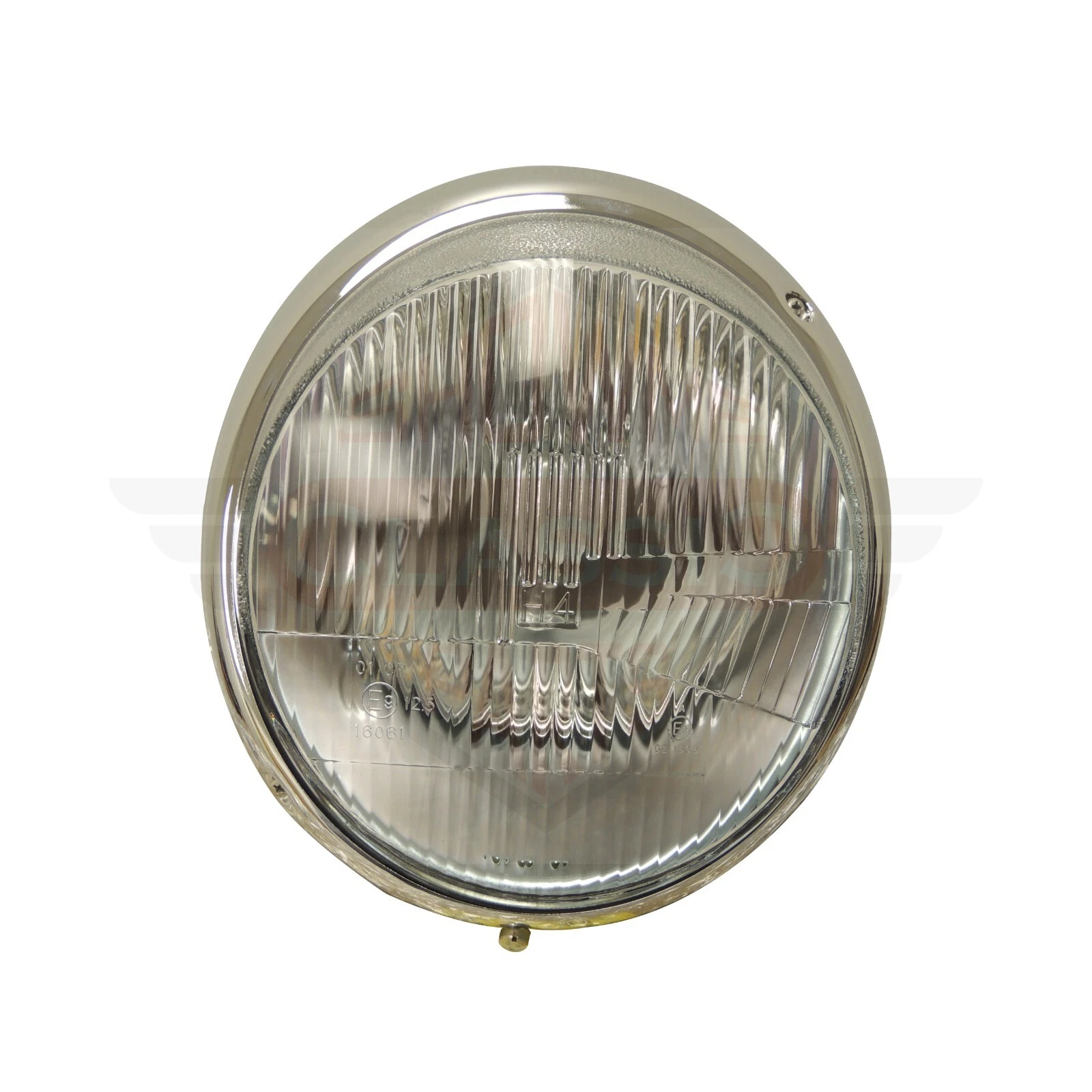 Euro Style Headlight Assembly with Chrome Trim RH = LH for 1965-1989 Porsche 911 90163110100; 901 631 101 00; 901.631.101.00; 901-631-101-00