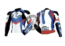 Motorrad Men’s Motorbike Leather Jacket Approved Men Biker - BLUE/WHITE