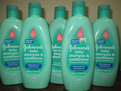 Lot of 5 Johnson's Baby Shampoo & Conditioner for Thin/Straight Hair 13 oz