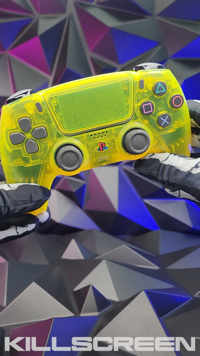 Lemon Yellow PS5 Controller Killscreen Clear Retro DualSense