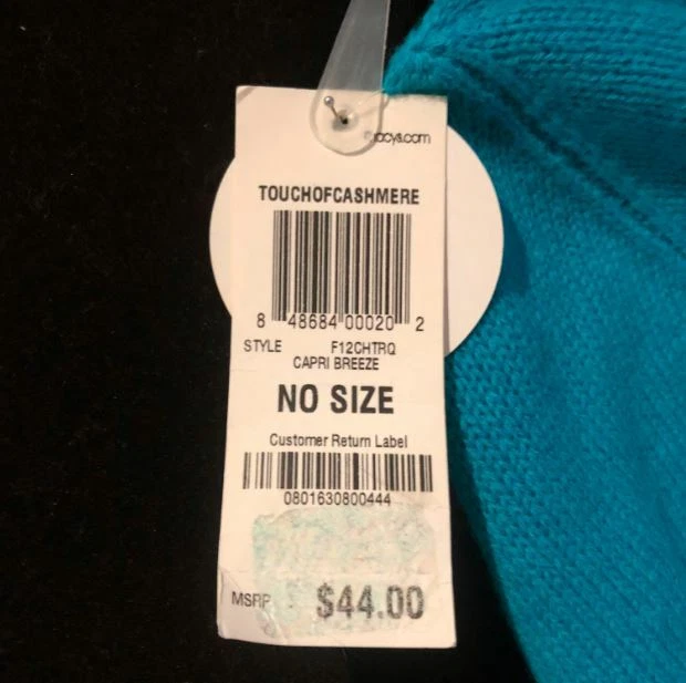 Gorro Charter Club para mujer de lana y cachemir con puños, azul Capri Breeze, O/S Foto 3 de 3